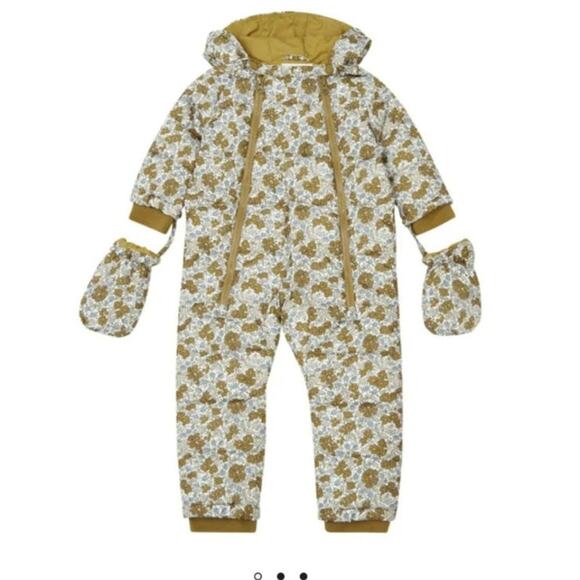 Rylee + Cru Puffer Winter SnowSuit Hood Mittens Gardenia  Floral 2-3Y EUC $142 - Picture 1 of 11